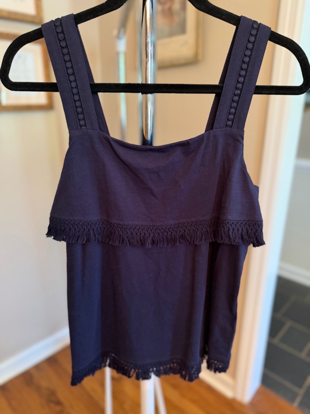 JCrew Women’s Navy Fringe Tank Top
